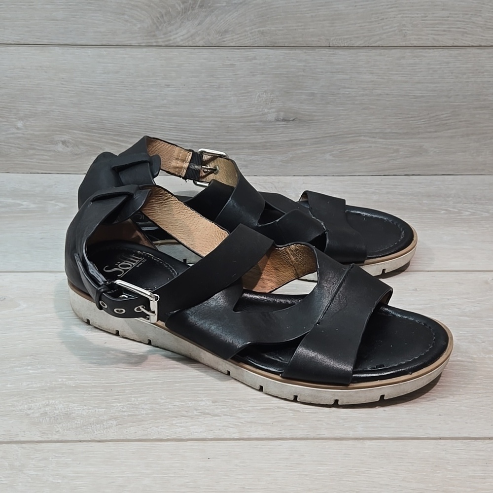 Sofft Women Strappy Leather Platform Sandals shoes sz 10M